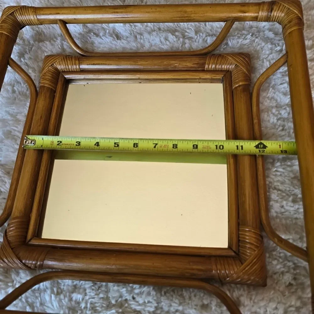 Bamboo/ Rattan Square Mirror Mid Century Modern‎  Bohemian